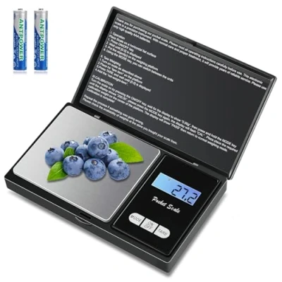 Imagen de Báscula de Precisión1000g / 0.1g,Balanzas Portátiles, Joyería,con Pantalla LCD y 7 Unidades, Función Tara,Plataforma Acero Inoxidable