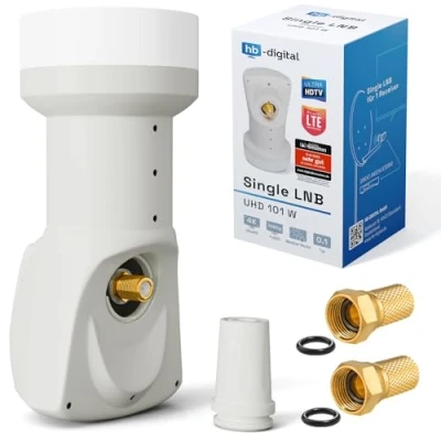 Imagen de HB Digital LNB LNC Conector con contactos chapados en oro para cable de televisión alta definición, FULL HD TV 3D, extensible, incluye enchufe
