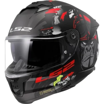 Imagen de LS2, Casco Moto Integral STREAM II ANGRY MONKEY Matt Black Red, XS