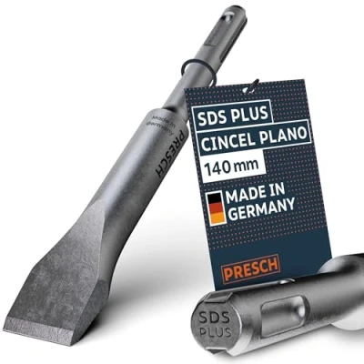 Imagen de Presch SDS plus Cincel Plano Extremadamente robusto, duradero, con 20mm de anchura corte para todos los trabajos demolición (longitud 140mm) Acero alto rendimiento golpes potentes
