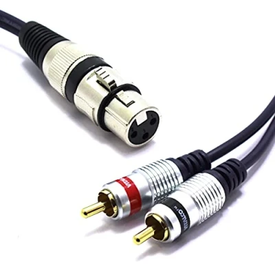 Imagen de VITALCO XLR Hembra a 2x RCA 3m Cable Audio Adaptador de 3 Pines Doblo conectores estéreo Divisor pin Micrófono