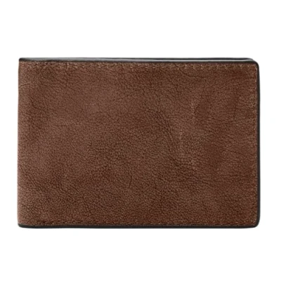 Imagen de Fossil Billetera para Hombre Steven, de piel bolsillo delantero marrón mediana 11.43cm largo x 1.27cm ancho 7.62cm alto ML4396210