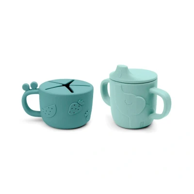 Imagen de Taza de Aprendizaje Peekaboo y Dispensador Snacks Deer Friends Blue