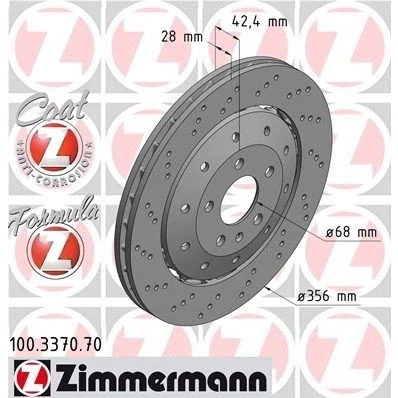Imagen de ZIMMERMANN FORMULA Z COAT 100.3370.70 Disco de freno AUDI: A6 C6 Berlina, Avant