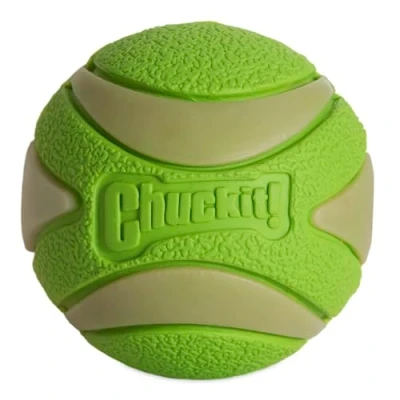 Imagen de Chuckit! MAX Glow Ultra Squeaker Ball Pelota Sonora fosforescente para Perros Brilla en la Oscuridad Tamaño Mediano 6,5 cm de diámetro