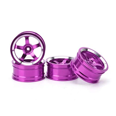 Imagen de Tbest 4 Piezas de Cubo Rueda Coche RC, adaptadores transmisión aleación Aluminio 1/10, Llantas Ajustadas para 94123 Tour Drift Car(Púrpura)