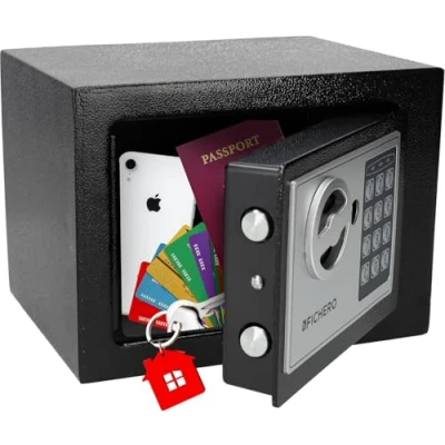 Imagen de Silvergear® Caja Fuerte con Código Electrónica Cerradura Digital Cofre de Seguridad 3 a 8 Dígitos Grande Acero 2 Llaves para Dinero y Joyas