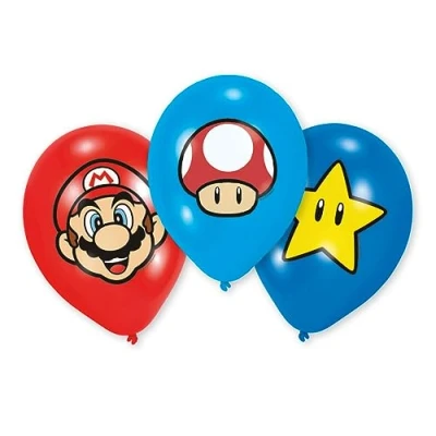 Imagen de Amscan 9901999 Globos de látex (6 unidades), Super Mario Bros