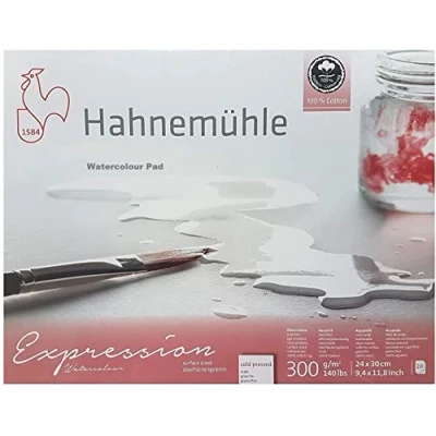 Imagen de Hahnemühle Expression Cartulina de acuarela, 100% algodón, mate, 300 g/m², 24 x 30 cm, 20 hojas, fabricado en Alemania