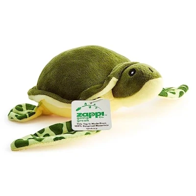 Imagen de Zappi Co Peluche de Tortuga Marina Verde 100% Reciclado (30cm Ancho) Colección Animales Suaves, acogedores y ecológicos para el Primer niño recién Nacido