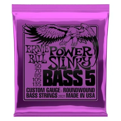 Imagen de Ernie Ball Power Slinky Cuerdas para bajo eléctrico de 5 cuerdas, entorchado níquel, calibre 50 135