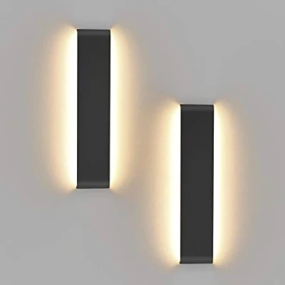 Imagen de Klighten 2 Piezas Aplique de Pared Interior 41cm, 14W Lampara LED Moderna, Luces Aluminio para Salas Estar, Dormitorios, Pasillos, IP20, Blanco CáLido 3000K, Negro