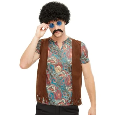 Imagen de Smiffys Kit de hippie, con peluca, gafas, bigote y collar