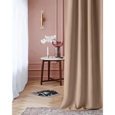 Imagen de ROOM99 Laurel Cortina con Ojales, 140 x 280 cm, Opaca, para salón, Dormitorio, Beige, 1 Unidad