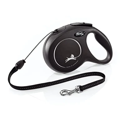 Imagen de flexi New Classic Cord Retractable Dog Leash NewClassicMCord8mblack, Nailon, Negro, M, 26 Ft