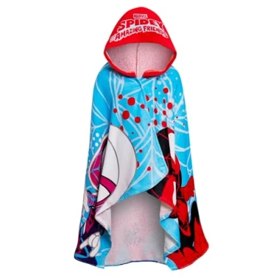 Imagen de Marvel Toalla con capucha Spidey y sus increíbles amigos Poncho de Spider Man baño playa 100% algodón para niños envoltura natación