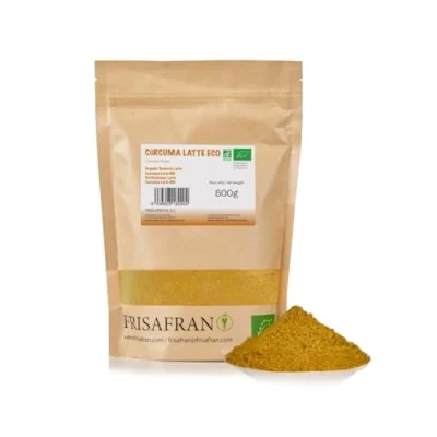 Imagen de FRISAFRAN Cúrcuma Latte en Polvo 500g Ecológica Mezcla para leche dorada curcuma Orgánica Superalimento Orgánico te de antioxidante