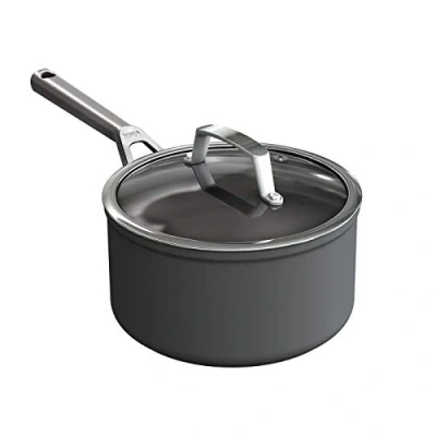 Imagen de Ninja Foodi ZEROSTICK cazo de 18 cm con tapa vidrio, duradero, antiadherente, aluminio anodizado duro, compatible inducción, apto para lavavajillas y horno hasta 260 C, en gris, C30216EU