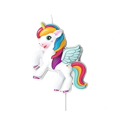 Imagen de dekora Vela de cumpleaños Unicornio Tesia &amp; Friends en 2D para tartas Velas originales 8 cm
