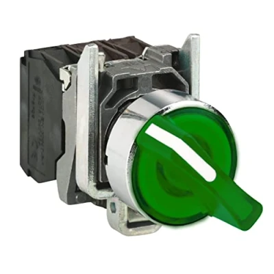 Imagen de Schneider Electric XB4BK123M5 Selector Luminoso Diámetro, 22 Mango de 2 Posiciones, 240 V, 1 Na + Nc, Verde