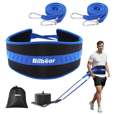 Imagen de Bilbear cinturón de tracción trineo, entrenamiento ajustable, para tirar, peso tirar neumáticos, sentadillas, fuerza los