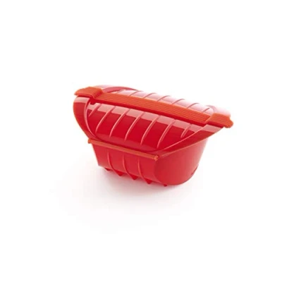 Imagen de Lékué Estuche Vapor hondo de silicona platino, Rojo, 1 2 personas