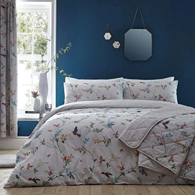 Imagen de Dreams &amp; Drapes Mansfield Juego de Funda edredón, fácil Cuidado, 52% poliéster, 48% algodón., Gris, Matrimonio