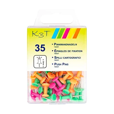 Imagen de TSI 48356 Agujas para tablón de anuncios (35 Unidades), Color neón