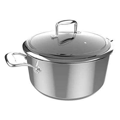 Imagen de Cecotec Olla Polka Classy 28 Pot Steel. Diámetro cm, Capacidad 7,5 L, Acero Inoxidable 18/10, Revestimiento Antiadherente, Asas Remachadas, Tapa de Cristal, Apta para todo tipo Cocinas