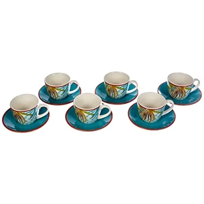 Imagen de Tognana Jungle Juego de 6 tazas café con plato, New Bone China, multicolor