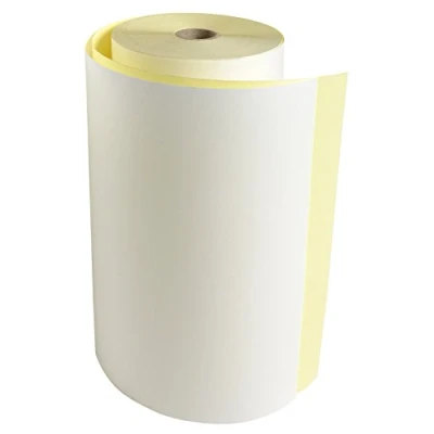 Imagen de Exacompta rollos para máquina Telex (6 por paquete) 210 mm de ancho x 70 m largo, papel químico autocopiado 3 capas, núcleo 25 mm, apto uso en máquinas