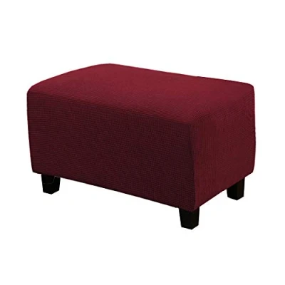 Imagen de WINS Funda de protección para reposapiés Rectangular, puf Cuadrada, Extensible, otomano, sofá, Vino Tinto