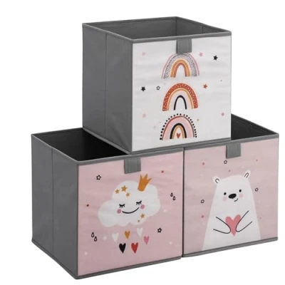 Imagen de Navaris Caja Juguetes Plegable 3X Organizador Infantil 28 x cm Set de Almacenaje Plegables Cesta para Guardar Peluches