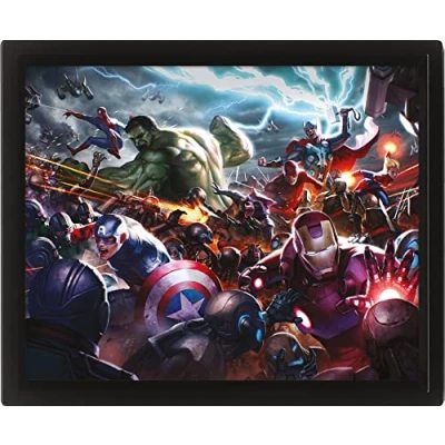 Imagen de Pyramid International Póster lenticular 3D de los Vengadores Marvel en (diseño Assemble Heroes Assault) marco caja, 25 x cm, regalos para niños y niñas,