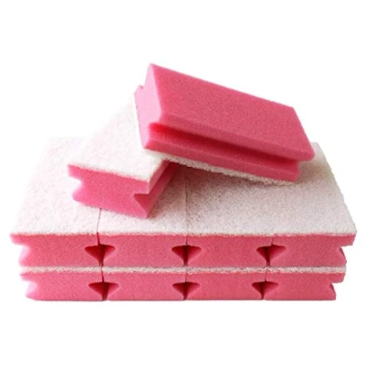 Imagen de Sonty 10 esponjas de limpieza sin arañazos, grande, lavables, baño 15 x 7 4 cm, color blanco (rojo)