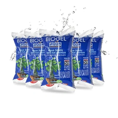 Imagen de Aqua Control Biogel C21405, Agua Sólida para tus Plantas, Ideal Riego en Vacaciones, Multicolor, Hasta 30 Días sin Regar 400 ml (Pack de 5)