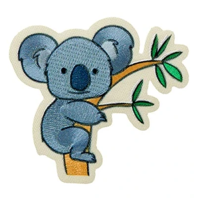 Imagen de Recycl Patch Koala Rama Animal Think Green Parches termoadhesivos bordados aplique para ropa, tamaño: 6,4 x 6,7 cm