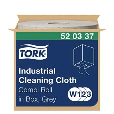 Imagen de Tork 520337 Paño de limpieza industrial Premium / 1 capa/Papel multiuso compatible con los sistemas W1, W2 y W3 bobina x 148,2 m largo/color gris