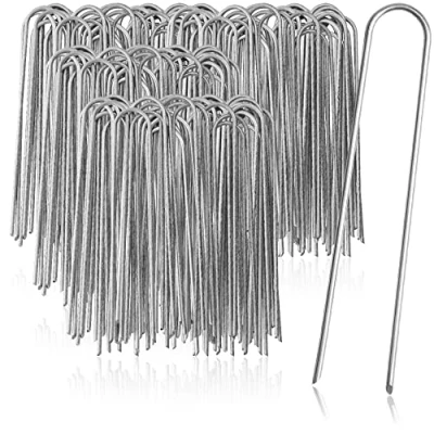 Imagen de com four® Anclajes de Suelo 200x Acero Revestido Piquetas robustas para Sujetar vellones y láminas Malas Hierbas jardín Camping (200 Piezas 200x25x3.8mm)