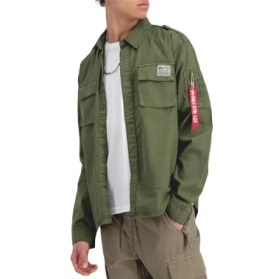 Imagen de Alpha Industries Urban Military Shirt Camisa, Hombre, Talla: 3XL, Dark olive