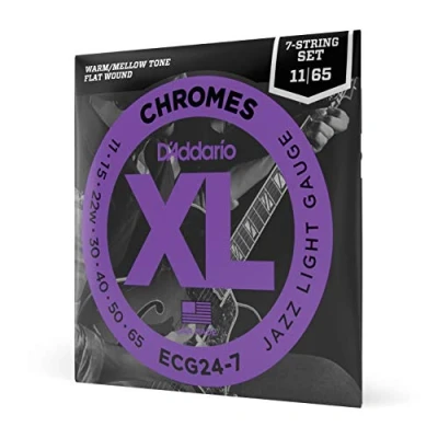 Imagen de D&#039;Addario ECG24 7 XL Chromes Jazz Light (.011 .065) String, Cuerda para guitarra electrica