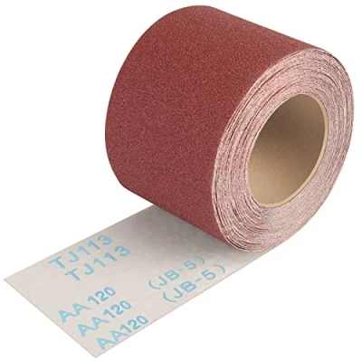 Imagen de Shineboc Rollo de Papel Lija Grano 120, 93 mm x 10 m,Lijador Corindón Paño Suave Para Trabajos en Madera Metal Acero y Inoxidable