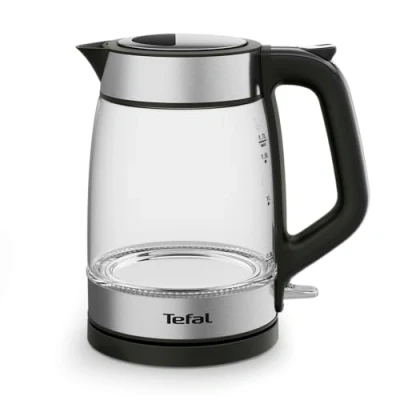 Imagen de Tefal KI6058 Glass Kettle, hervidor eléctrico, marcas de medición, capacidad 1,7 litros, fácil limpiar, negro