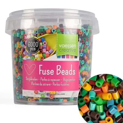Imagen de Vaessen Creative Perlas Fusibles, Mezcla Naturaleza, Set de 6000 Piezas DIY para Niños, Creación Joyas, Decoraciones Hechas en Casa y Otras Ideas Manualidades, Plástico Papel Hierro, 5 mm