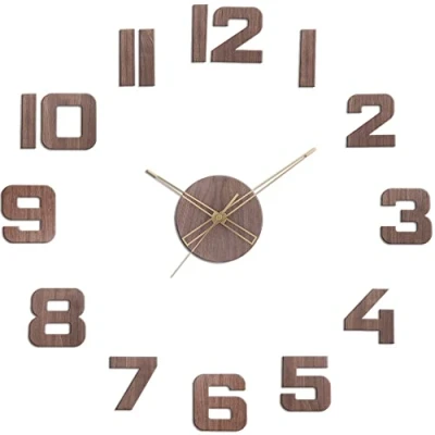 Imagen de Prim Veneer Reloj de Pared DIY, Funciona con Pilas, números Madera 3D, sin Ruido garrapata, Oscura, 60 100 cm diámetro, Color Original