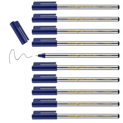 Imagen de edding 88 rotulador de punta fina azul 10 rotuladores redonda 0,6 mm fino fibra para escribir, subrayar y dibujar con precisión en la oficina, casa escuela