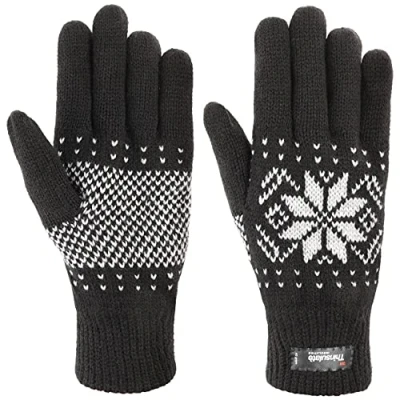 Imagen de LIPODO Thinsulate 3M Guantes de punto Mujer/Hombre Con forro vellón Otoño/Invierno puño elástico exteriores negro M