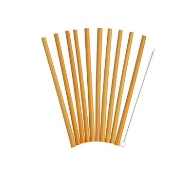 Imagen de KitchenCraft Natural Elements Juego de 10 Pajitas Reutilizables Madera Bambú con Cepillo Limpiador, 19cm