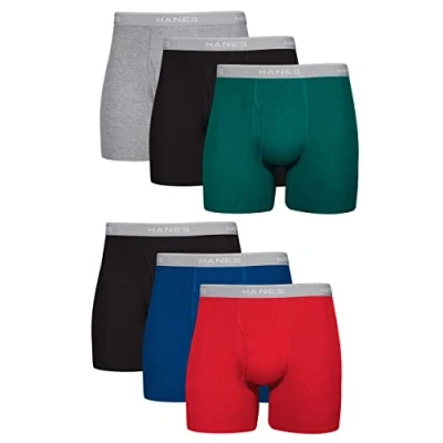Imagen de Hanes Men&#039;s Comfort Flex Exposed Waistband Boxer Brief, Assorted 6, Medium