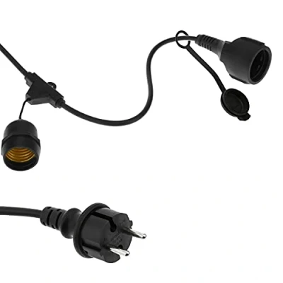 Imagen de PrimeMatik Guirnalda de 5 Bombillas Luces con Casquillo E27 para Exterior IP44 Cable eléctrico 5m Extensible